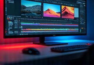 Interface de software de color grading com ferramentas de ajuste de cor